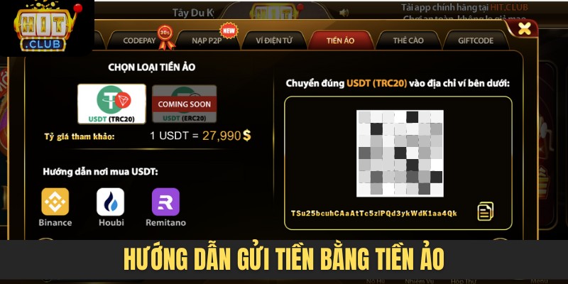 Hướng dẫn gửi tiền bằng tiền ảo